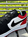 Чоловічі кросівки Nike Air Jordan 1 low (black/white/red) ||, фото 6