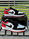 Чоловічі кросівки Nike Air Jordan 1 low (black/white/red) ||, фото 7