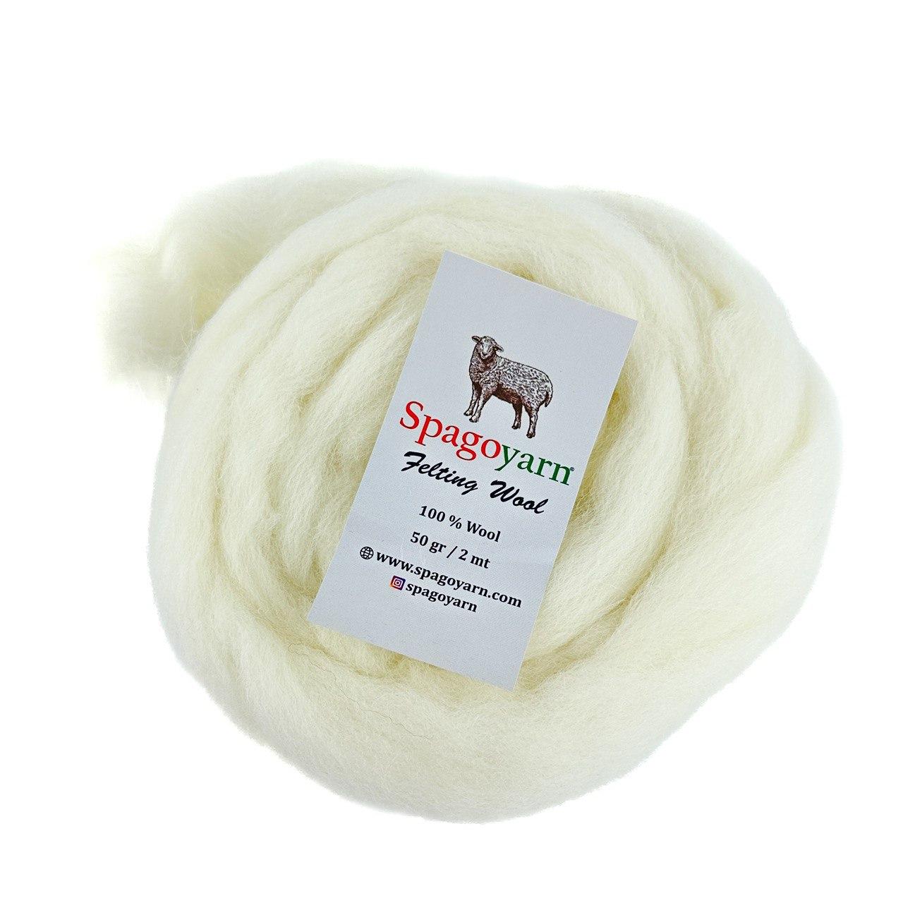 Spagoyarn FELT WOOL (Фелт Вул) № 87024 молочний (Пряжа 100% вовна, нитки для фелтинга), фото 1