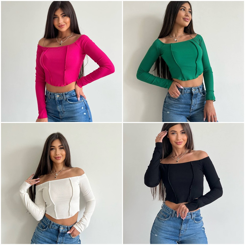 Жіночий топ з довгими рукавами та відкритими плечима норма