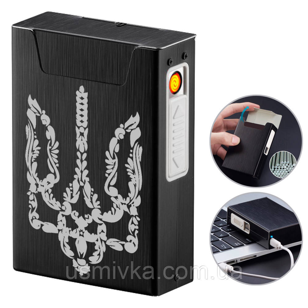 Запальничка usb Герб України з футляром у подарунковому пакованні 33577U1, фото 1