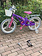 Дитячий велосипед MARS-16 Дюймів зі складним Кермом та часами білий Фіолетово-рожевий, фото 2