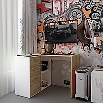 Офісний стіл Doros T8 Білий/Дуб Артізан 100х83х75 (41516060), фото 3