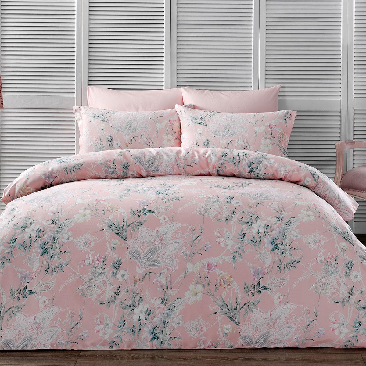 Комплект постельного белья Tivolyo Home Hena сатин люкс 220-200 см розовый - фото 1 - id-p705861313