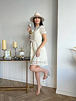 Красивое нежное ажурное платье с подкладом. Короткий рукав, пуговицы, поясок. Р-ры:42-46. Цвета3 Черный