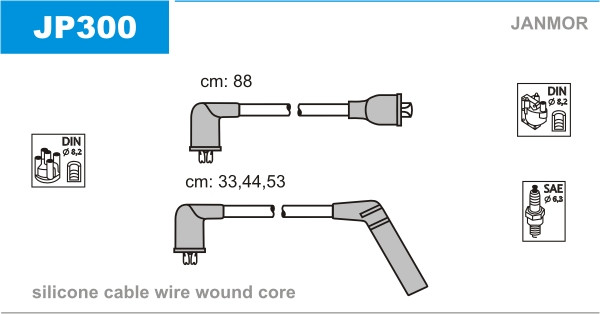 Дроти запалювання JanMor JP300 для SUBARU, LIBERO 1,0 4WD двиг. EF10, 1,2 4WD двиг. EF12, фото 1