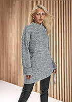 Свободный свитер-туника асимметричного кроя серый цвет. Модель 2521 Trikobakh