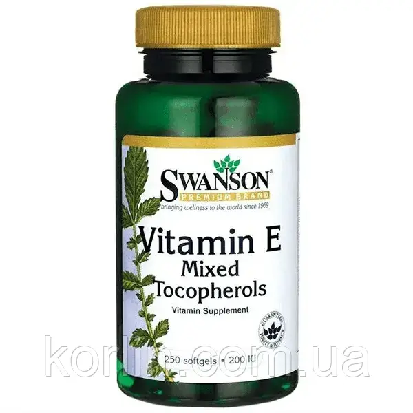 Токофероли Вітамін Е 250 кап Swanson Vitamin E Tocopherols 200 IU США Доставка з ЄС, фото 1