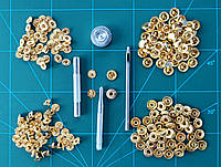 Набір для встановлення кнопок 12,5 мм №633 із 4 предметів + 50 кнопок колір золото