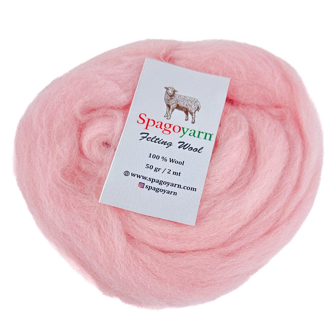 Spagoyarn FELT WOOL (Фелт Вул) № 87028 рожевий (Пряжа 100% вовна, нитки для фелтинга), фото 1