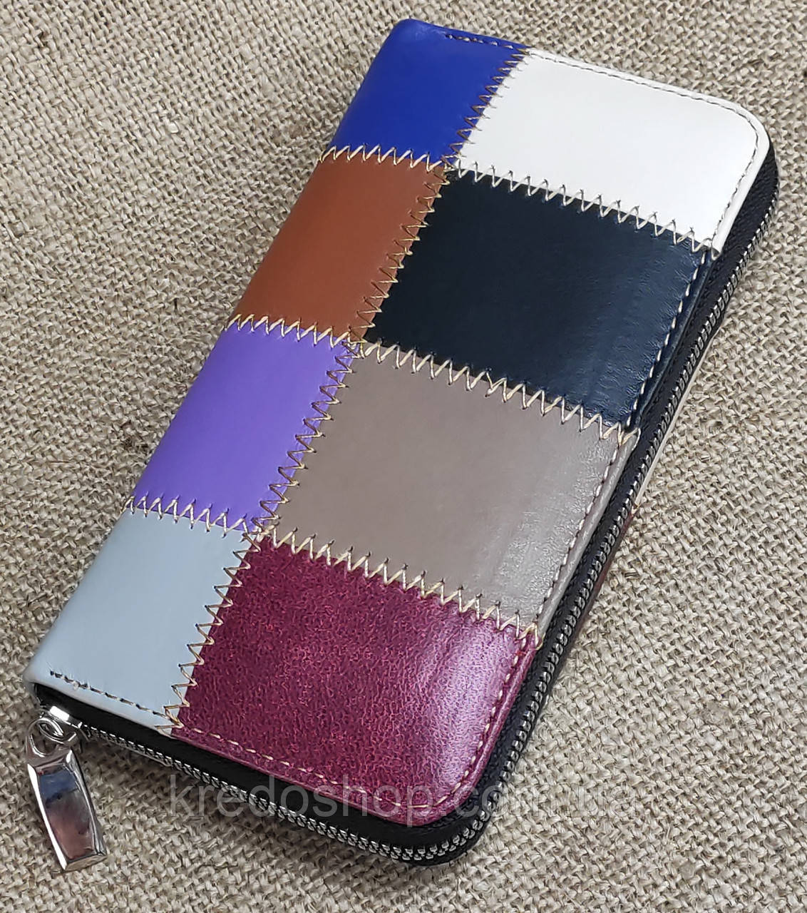 Жіночий гаманець шкіряний кольоровий на блискавці (Туреччина)