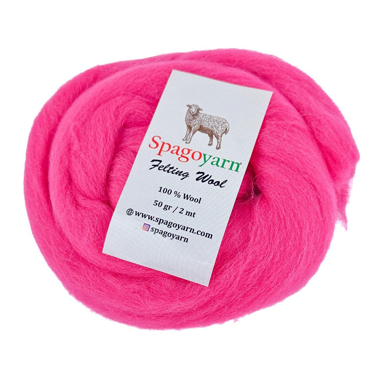 Spagoyarn FELT WOOL (Фелт Вул) № 87030 яскраво-рожевий (Пряжа 100% вовна, нитки для фелтинга), фото 1