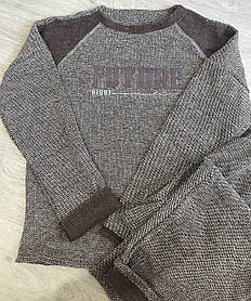 Утеплена чоловіча піжама Eliz з надписом FUTURE, колір кавовий