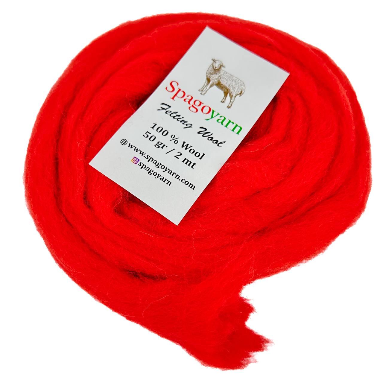 Spagoyarn FELT WOOL (Фелт Вул) № 87032 яскраво-червоний (Пряжа 100% вовна, нитки для фелтинга), фото 1