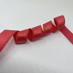 Бретель коралова з глянцевою смужечкою і зубчиками 20 мм.