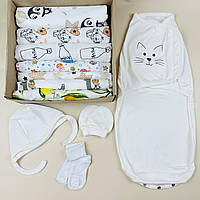 Набор пеленок для новорожденного Мини Унисекс 8+3 в подарок Пеленки детские + пеленка - кокон для малыша
