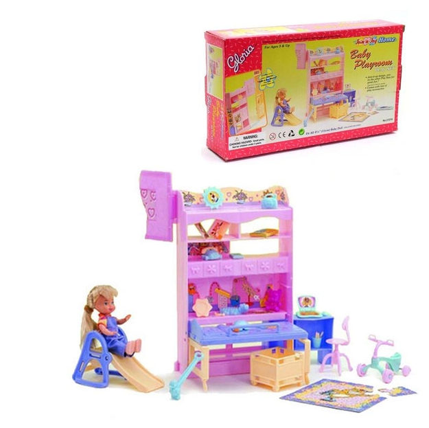 Меблі для барбі Gloria Дитячя кімната з аксесуарами, фото 1