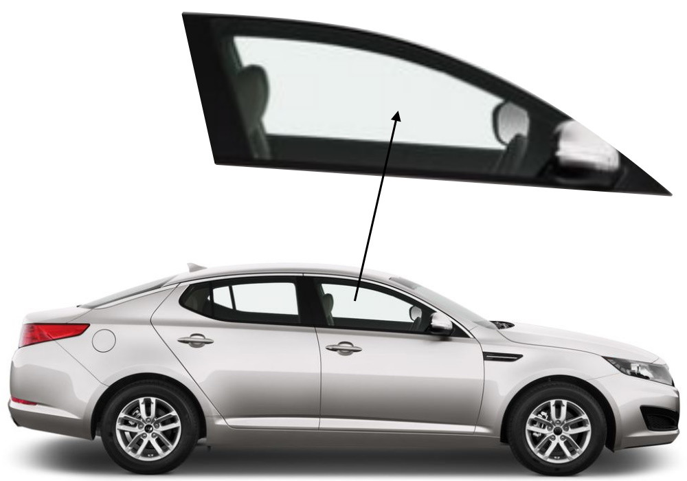 Бічне скло Kia Optima 2011-2015 передніх дверей праве