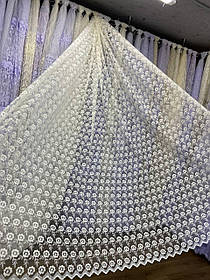 Тюль фатін вишивка 2,8 крем