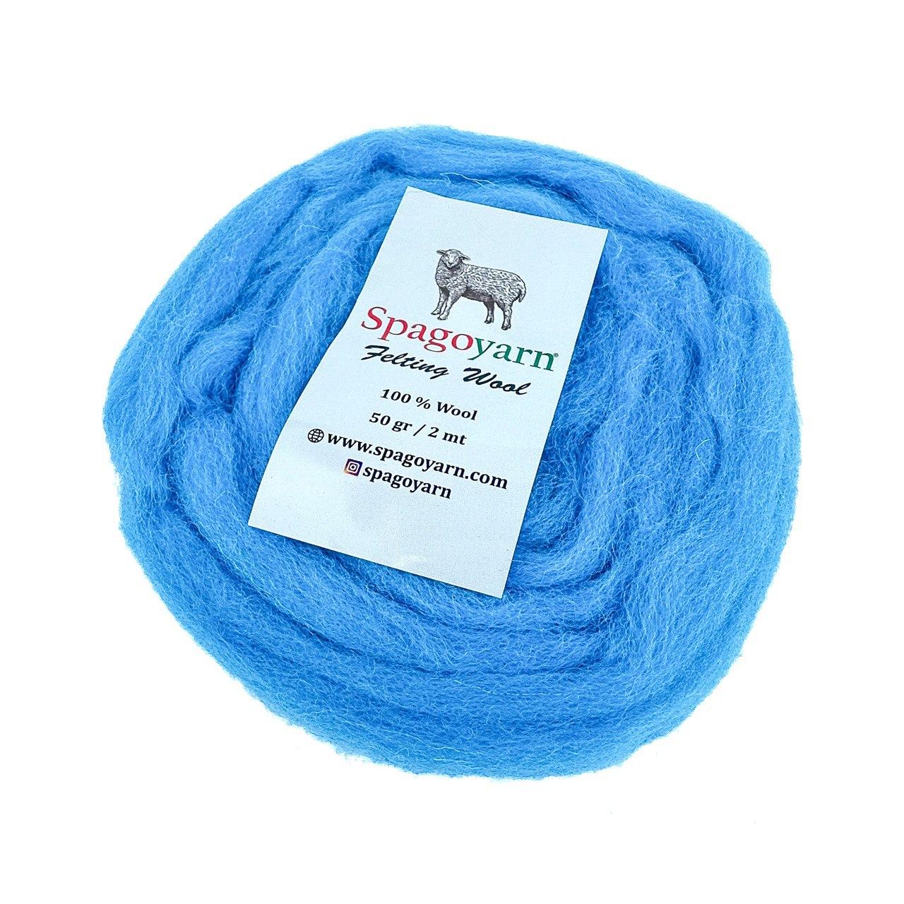 Spagoyarn FELT WOOL (Фелт Вул) № 87007 синє-блакитний (Пряжа 100% вовна, нитки для фелтинга), фото 1