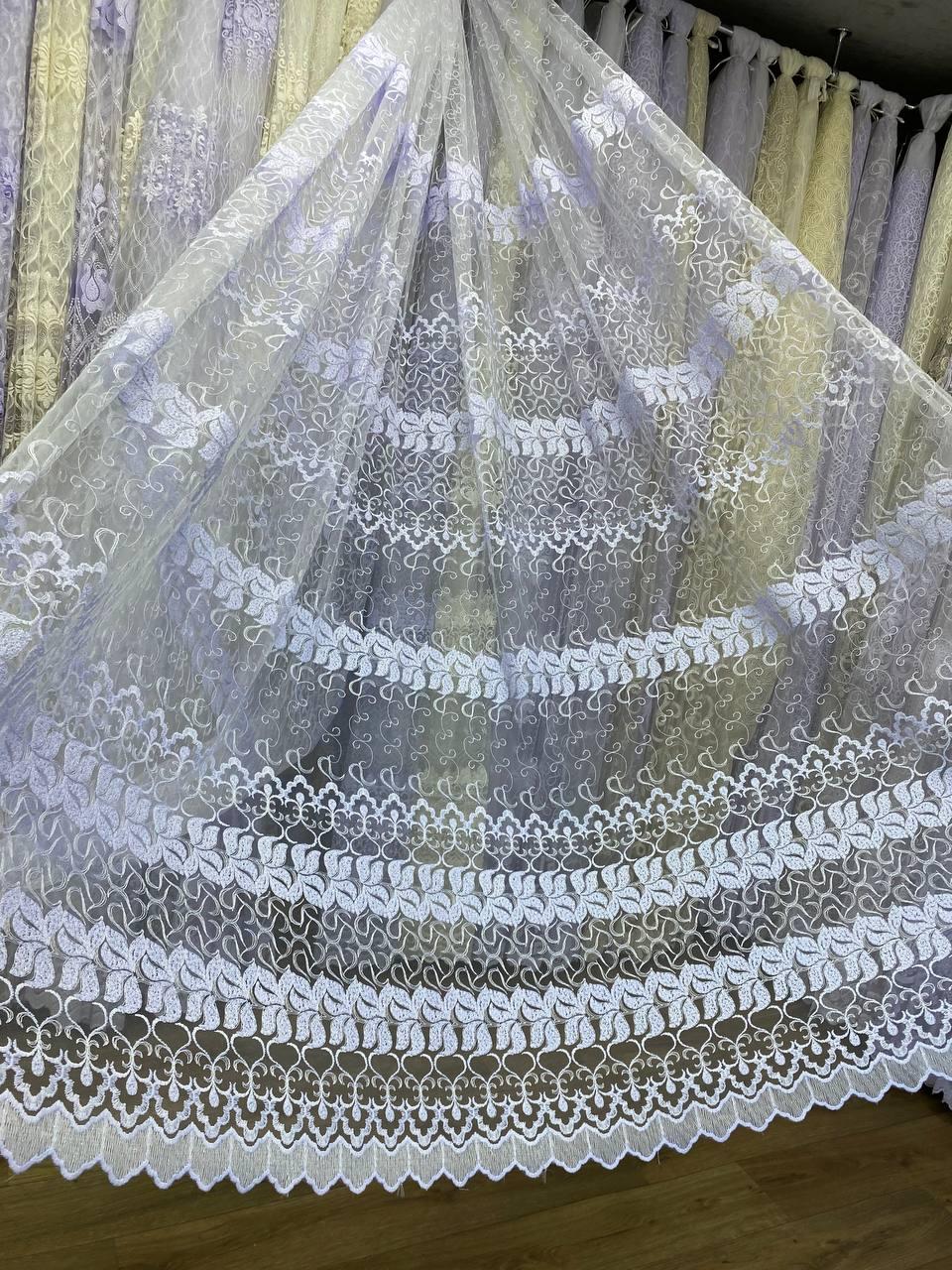 Тюль фатін вишивка 2,8 білий