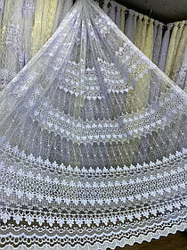 Тюль фатін вишивка 2,8 білий