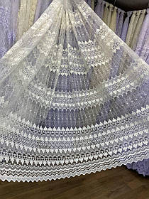 Тюль фатін вишивка 2,8 крем