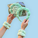 М'який косметичний обруч для вмивання + напульсники, м'ятний, фото 2