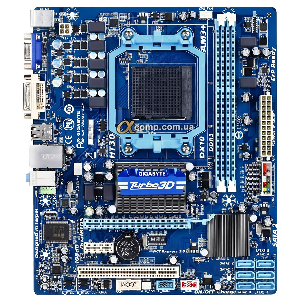 Материнская плата Gigabyte GA-MA78LMT-S2 (AM3 • AMD 760G • 2×DDR3) БУ ...
