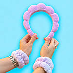 М'який косметичний обруч для вмивання + напульсники, фіолетовий, фото 2