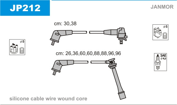 Дроти запалювання JanMor JP212 для LEXUS LS 4,0 двиг. 1UZ-FE, фото 1
