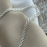 Цепочка из серебра с плетением Двойной якорь широкая на шею 50 см