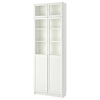 Стелаж для книг із надм IKEA BILLY БІЛЛІ, , скло, білий, 80x30x237 см, 292.873.46