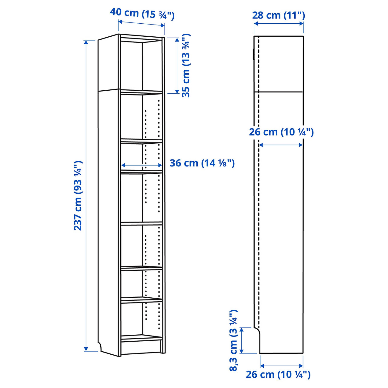 Стелаж IKEA BILLY БІЛЛІ, чорно-коричневий, 40х28х237 см, 792.177.37 - фото 3 - id-p1931937306