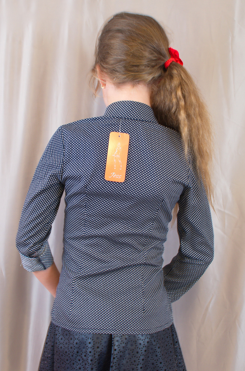 Модна стильна блуза-сорочка в горошок на дівчинку. - фото 4 - id-p337360801