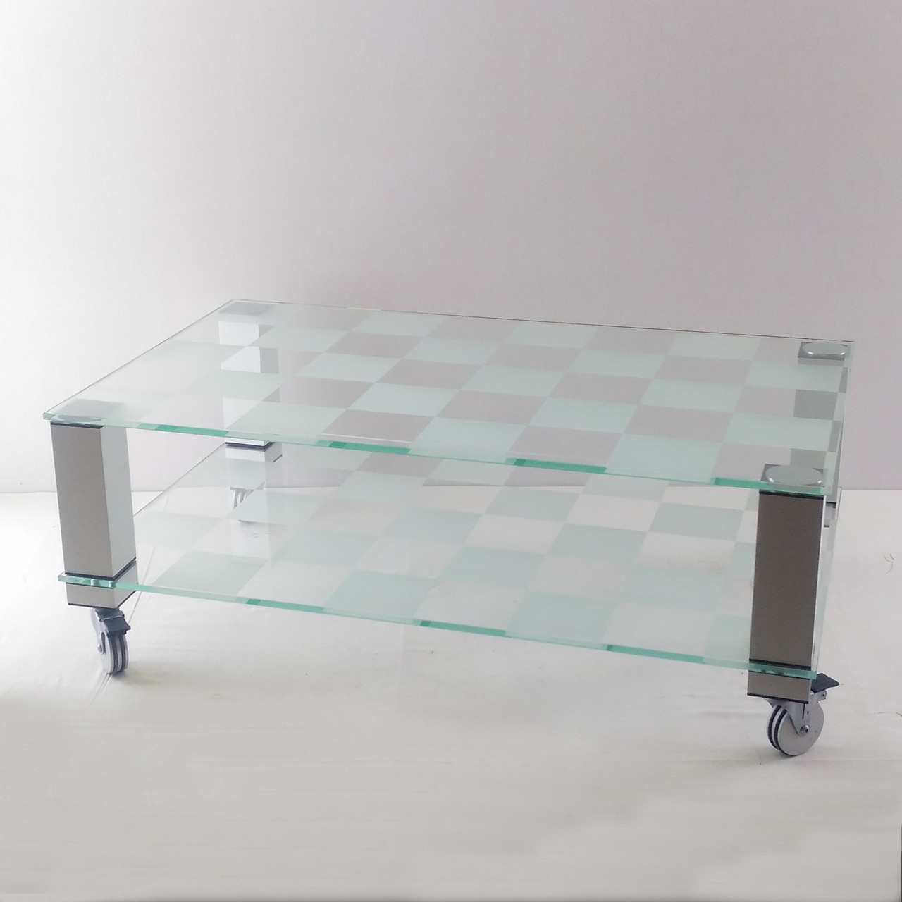 Стіл журнальний на коліщатках зі скла з малюнком на стільниці Vito Art Chess (1100x600), фото 1