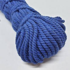 Мотузка бавовняна синя 6 мм 50 м для макраме рукоділля Канат ХБ синій 6 мм