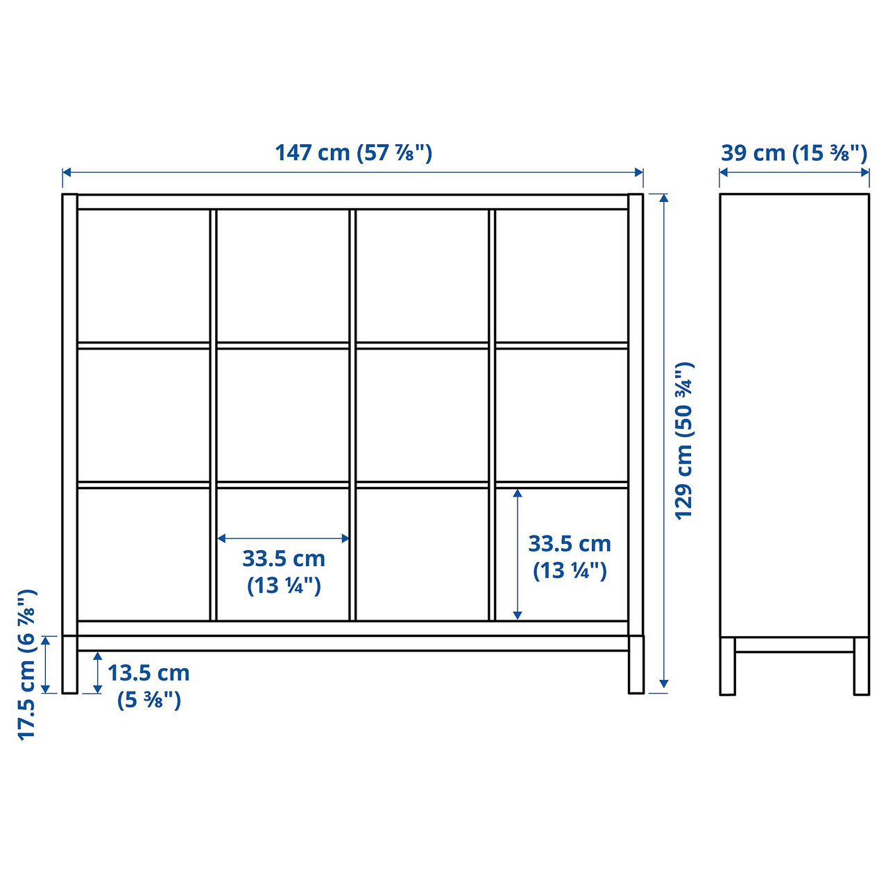 Книжкова шафа з несучим каркасом IKEA KALLAX КАЛЛАКС, білий, чорний, 147 х 129 см, 994.426.93 - фото 6 - id-p1931938086