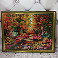 Картина вышита бисером "Осень в парке"