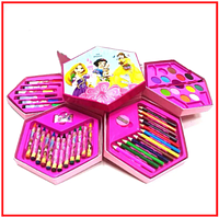 Дитячий набір для малювання та творчості 46 предметів 4 яруси олівці фломастери фарби воскові олівці