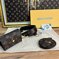 Набор из натуральной кожи сумочка мультипушет + ремень + кошелек Louis Vuitton Daily Multi Pochette