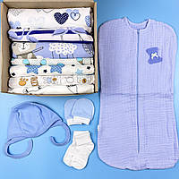 Набор пеленок для новорожденного Мини для мальчика 8+3 в подарок Пеленки детские + пеленка-кокон многоразовые