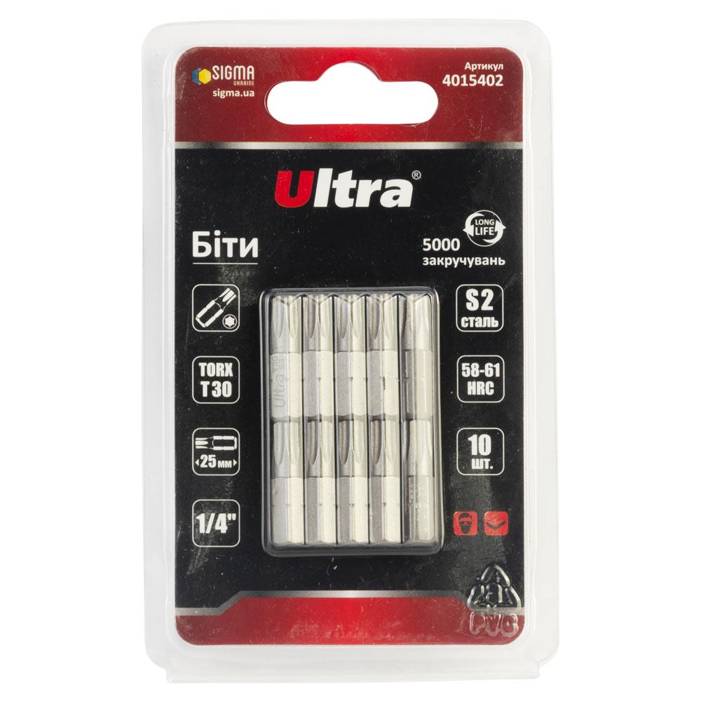 Біти TORX 30×25мм 1⁄4" 10 шт S2 (блістер) ULTRA (4015402)