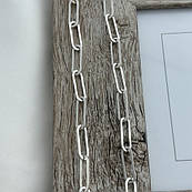 Ланцюжок срібний з великими ланками і плетінням витягнутий анкер на шию 55 см