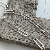 Срібний ланцюжок з великими ланками і плетінням Витягнутий анкер жіночий 60 см