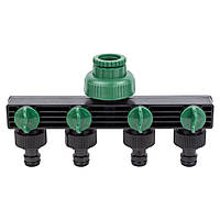 Кран розподільний з адаптерами 1⁄2" 4-й виходи в/р 1⁄2"×3⁄4" (ABS) GRAD (5016905)