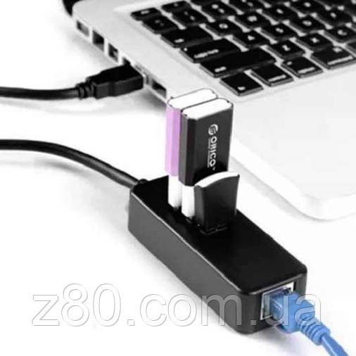 Хаб USB 3.0 2в1 - 3x USB 3.0 +RJ45 Ethernet 1000 Мбіт/с, фото 2