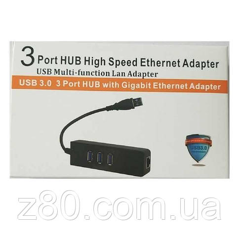Хаб USB 3.0 2в1 - 3x USB 3.0 +RJ45 Ethernet 1000 Мбіт/с, фото 4