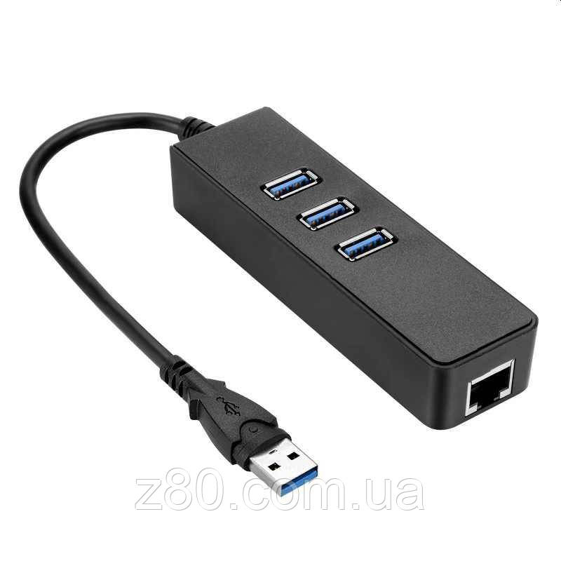 Хаб USB 3.0 2в1 - 3x USB 3.0 +RJ45 Ethernet 1000 Мбіт/с