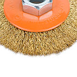 Щітка дротяна конусоподібна Ø 75 мм М14 × 2 мм (латунована) GRAD (9035075), фото 3